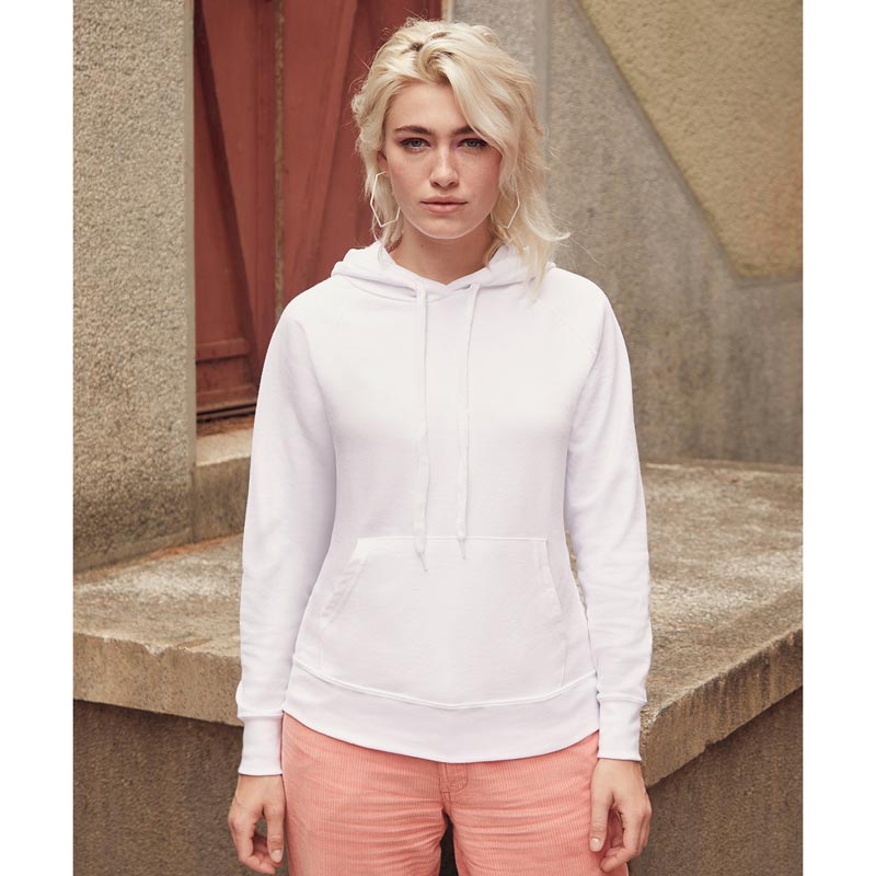 Lady-fit lightweight hooded sweatshirt - Heather Grey XS